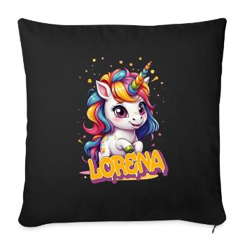 LORENA - Beau prénom de fille avec une jolie licorne - Housse de coussin décorative 45 x 45 cm - noir - Devant