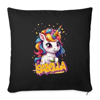 ISABELLA - Beautiful Girl Name with Cute Unicorn - Sofa pillowcase 17,3'' x 17,3'' (45 x 45 cm) - black - Front