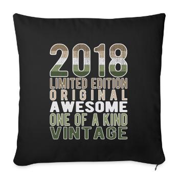 Limited Edition Since 2018 Birthday Vintage 2018 - Sofa pillowcase 17,3'' x 17,3'' (45 x 45 cm) - black - Front