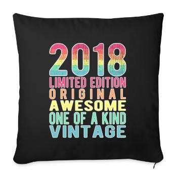 Limited Edition Since 2018 Birthday Vintage 2018 - Sofa pillowcase 17,3'' x 17,3'' (45 x 45 cm) - black - Front