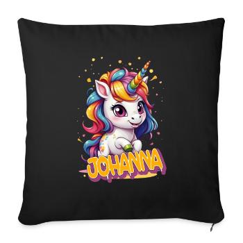 JOHANNA - Beautiful girl name with cute unicorn - Sofa pillowcase 17,3'' x 17,3'' (45 x 45 cm) - black - Front