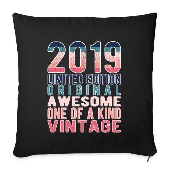 Edition limitée depuis 2019 Anniversaire Millésime 2019 - Housse de coussin décorative 45 x 45 cm - noir - Devant