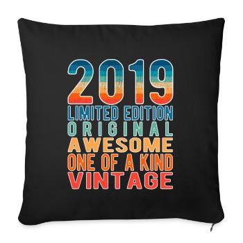 Edition limitée depuis 2019 Anniversaire Millésime 2019 - Housse de coussin décorative 45 x 45 cm - noir - Devant