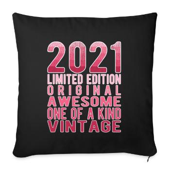 Limited Edition Since 2021 Birthday Vintage 2021 - Sofa pillowcase 17,3'' x 17,3'' (45 x 45 cm) - black - Front
