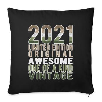 Limited Edition Since 2021 Birthday Vintage 2021 - Sofa pillowcase 17,3'' x 17,3'' (45 x 45 cm) - black - Front