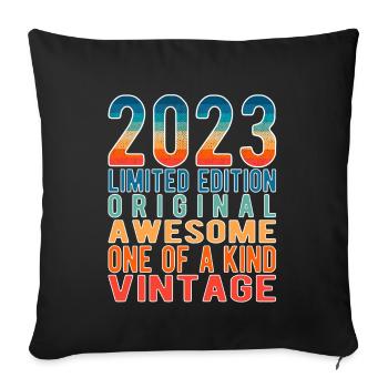 Limited Edition since 2023 Birthday Vintage 2023 - Sofa pillowcase 17,3'' x 17,3'' (45 x 45 cm) - black - Front
