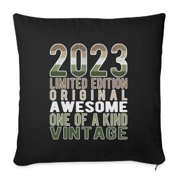 Limited Edition since 2023 Birthday Vintage 2023 - Sofa pillowcase 17,3'' x 17,3'' (45 x 45 cm) - black - Front