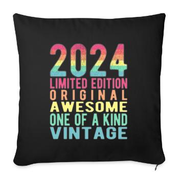 Edition limitée depuis 2024 Anniversaire Millésime 2024 - Housse de coussin décorative 45 x 45 cm - noir - Devant