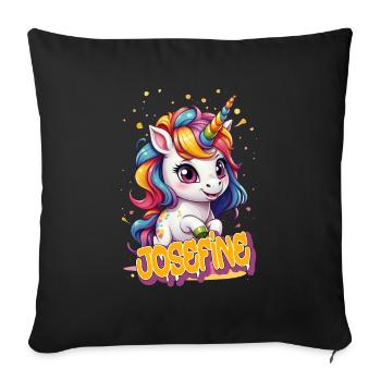 JOSEFINE - Beautiful girl name with cute unicorn - Sofa pillowcase 17,3'' x 17,3'' (45 x 45 cm) - black - Front