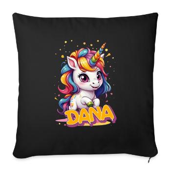 DANA - Beau prénom de fille avec une jolie licorne - Housse de coussin décorative 45 x 45 cm - noir - Devant
