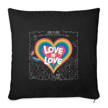 Pride Month - Love is Love - LGBTQ+ Community - Sofa pillowcase 17,3'' x 17,3'' (45 x 45 cm) - black - Front