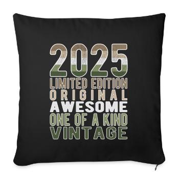 Edition limitée depuis 2025 Anniversaire Millésime 2025 - Housse de coussin décorative 45 x 45 cm - noir - Devant