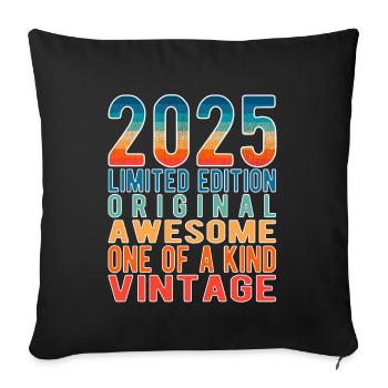 Edition limitée depuis 2025 Anniversaire Millésime 2025 - Housse de coussin décorative 45 x 45 cm - noir - Devant