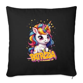 PATRIZIA - Beau prénom de fille avec une jolie licorne - Housse de coussin décorative 45 x 45 cm - noir - Devant