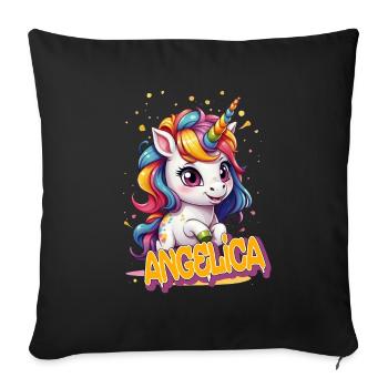 ANGELICA - Beautiful girl name with cute unicorn - Sofa pillowcase 17,3'' x 17,3'' (45 x 45 cm) - black - Front