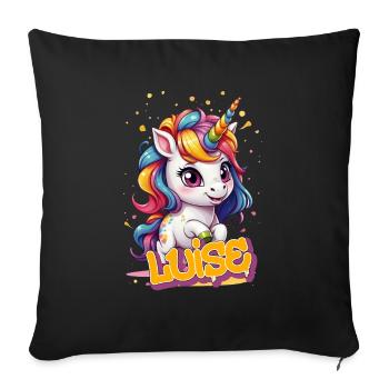 LUISE - Beautiful girl name with cute unicorn - Sofa pillowcase 17,3'' x 17,3'' (45 x 45 cm) - black - Front