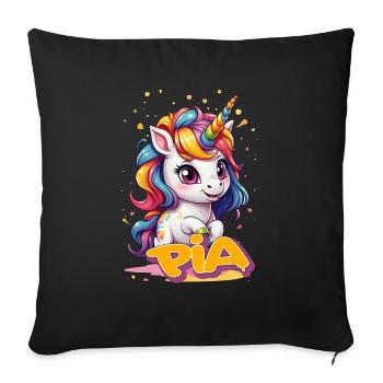 PIA - Beautiful girl name with cute unicorn - Sofa pillowcase 17,3'' x 17,3'' (45 x 45 cm) - black - Front