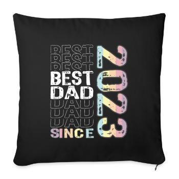 Meilleur papa du monde depuis 2023 Fête des pères Anniversaire - Housse de coussin décorative 45 x 45 cm - noir - Devant