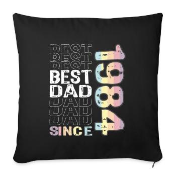 Meilleur papa du monde depuis 1984 Fête des pères - Housse de coussin décorative 45 x 45 cm - noir - Devant