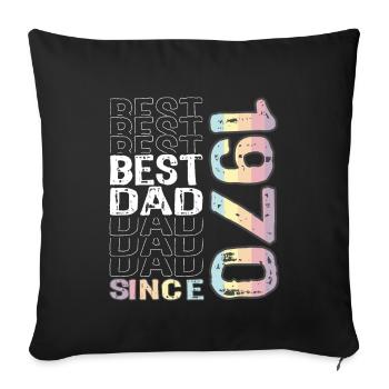 Meilleur papa du monde depuis 1970 Fête des pères - Housse de coussin décorative 45 x 45 cm - noir - Devant