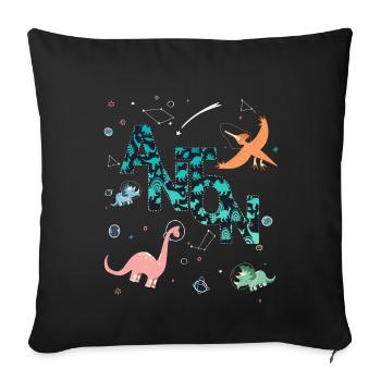 ANTON - Beau prénom de garçon avec dinosaure - Housse de coussin décorative 45 x 45 cm - noir - Devant