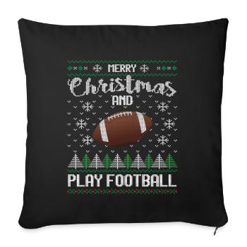 Merry Christmas & American Football Gift - Sofa pillowcase 17,3'' x 17,3'' (45 x 45 cm) - black - Front
