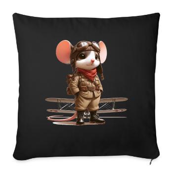 Cute Mouse Pilot - Sofa pillowcase 17,3'' x 17,3'' (45 x 45 cm) - black - Front