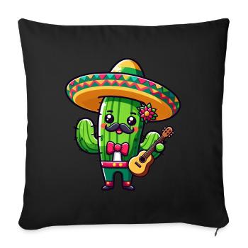 Cinco de Mayo Cactus Mariachi Guitarist - Sofa pillowcase 17,3'' x 17,3'' (45 x 45 cm) - black - Front
