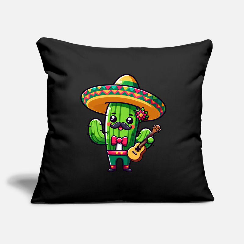 Cinco de Mayo Cactus Mariachi Guitariste Housse de coussin décorative 45 x 45 cm