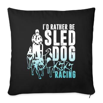 Sled dogs and sledding - Sofa pillowcase 17,3'' x 17,3'' (45 x 45 cm) - black - Front