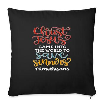 Christian Design Jésus est venu sauver - Housse de coussin décorative 45 x 45 cm - noir - Devant