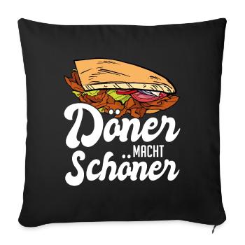 Döner macht schöner Kebap Spruch - Sofakissenbezug 45 x 45 cm - Schwarz - Vorne