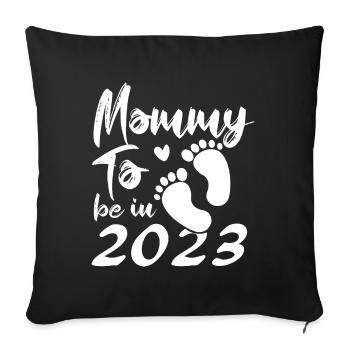 Maman à venir 2023 Bébé de grossesse arrive en 2023 - Housse de coussin décorative 45 x 45 cm - noir - Devant