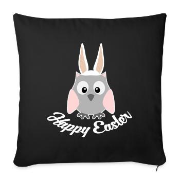 Frohe Ostern Eule Uhu - Sofakissenbezug 45 x 45 cm - Schwarz - Vorne