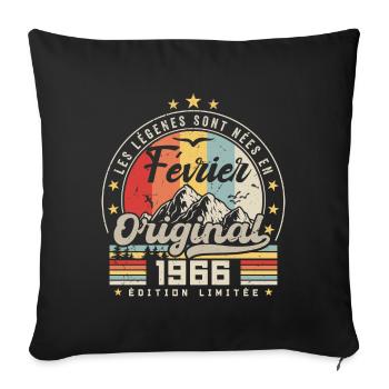 Février 1966 Cadeau 58e Anniversaire Février 1966 - Housse de coussin décorative 45 x 45 cm - noir - Devant