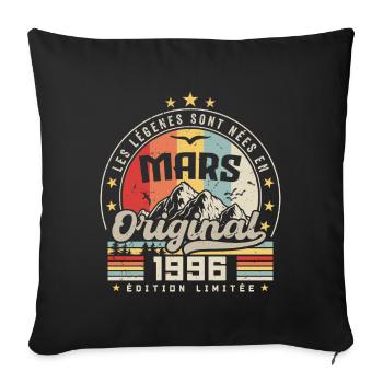 Vintage Mars 1996 Cadeau D'anniversaire 28 Ans - Housse de coussin décorative 45 x 45 cm - noir - Devant
