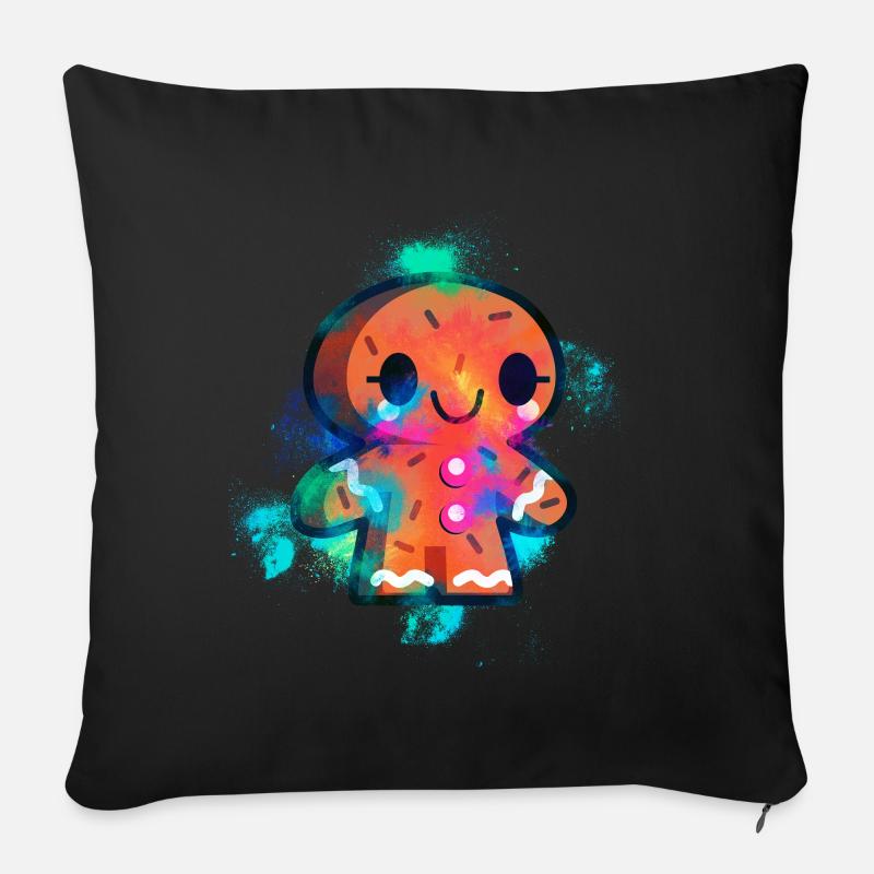 Gingerbread man biscuit colorful - Sofa pillowcase 17,3'' x 17,3'' (45 x 45 cm) - black