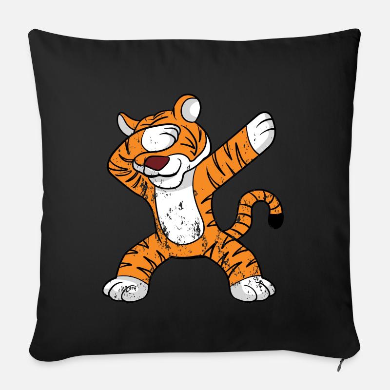 Retro Vintage Grunge Style Dabbing Dab Tiger - Sofakissenbezug 45 x 45 cm - Schwarz