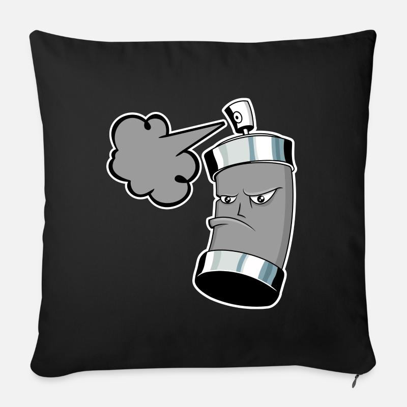 Pulvérisation de bombe graffiti avec spray - Housse de coussin décorative 45 x 45 cm - noir
