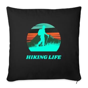 HIKING LIFE,NATURE,EXPLORE,OUTDOOR ACTIVITIES - Sofa pillowcase 17,3'' x 17,3'' (45 x 45 cm) - black - Front