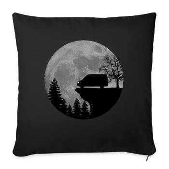 Camper Van, Kastenwagen, Wohnmobil, Mond - Sofakissenbezug 45 x 45 cm - Schwarz - Vorne