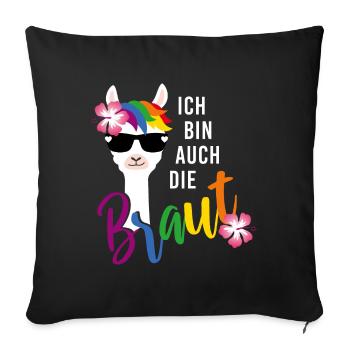 LGBT Braut Lama Junggesellinnenabschied JGA Blume - Sofakissenbezug 45 x 45 cm - Schwarz - Vorne