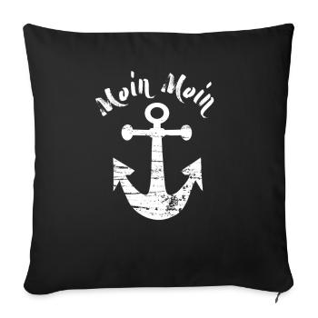 Moin Moin avec ancre - Housse de coussin décorative 45 x 45 cm - noir - Devant