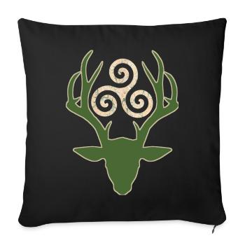 symbole celtique 1 e 1 avec cerf - Housse de coussin décorative 45 x 45 cm - noir - Devant