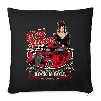 Rockabilly Pin Up Girl Années 60 Retro Vintage - Housse de coussin décorative 45 x 45 cm - noir - Devant