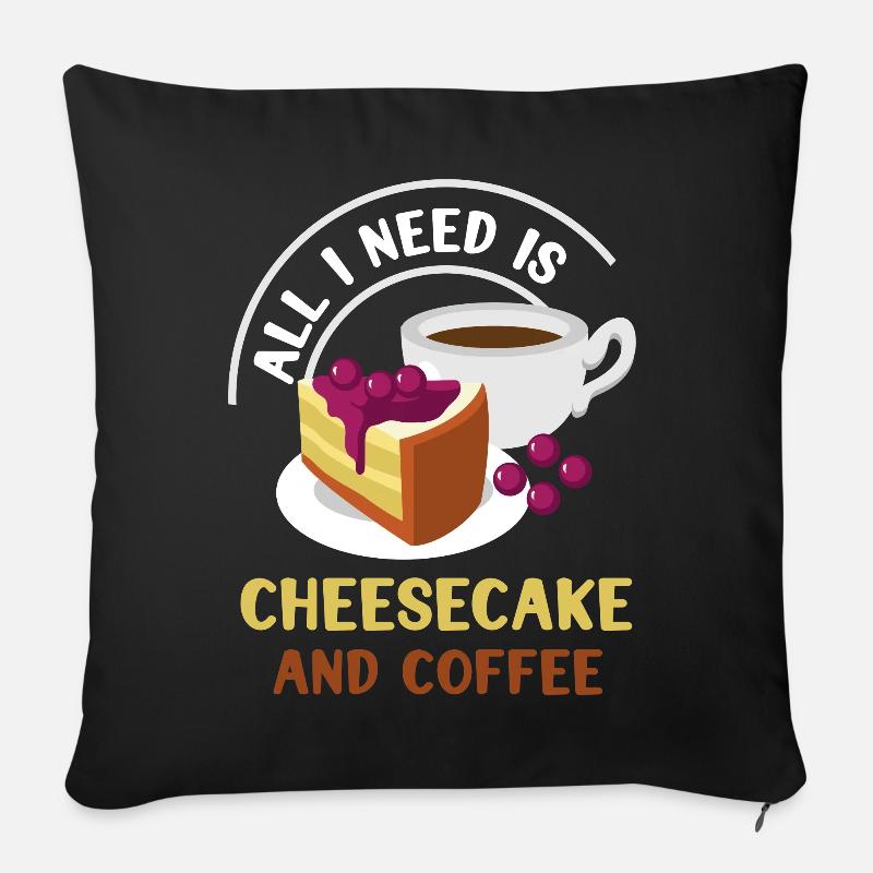 Käsekuchen Und Kaffee Trinken - Sofakissenbezug 45 x 45 cm - Schwarz