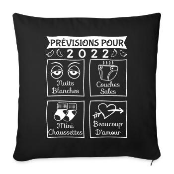 Prévisions pour 2022,future mama,futur papa,papa - Housse de coussin décorative 45 x 45 cm - noir - Devant