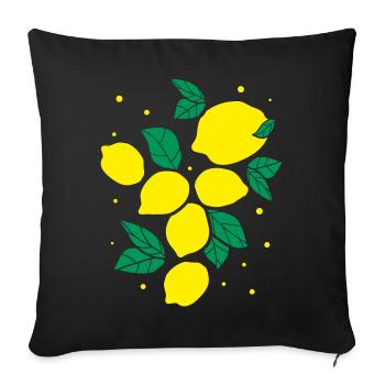 Fresh lemon fruits - Sofa pillowcase 17,3'' x 17,3'' (45 x 45 cm) - black - Front