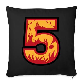 Nummer 5 mit Flammen - Zahl fünf mit Feuer 🔥 - Sofakissenbezug 45 x 45 cm - Schwarz - Vorne