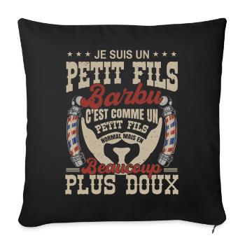 Je suis un petit fils barbu normal fans barbe - Housse de coussin décorative 45 x 45 cm - noir - Devant
